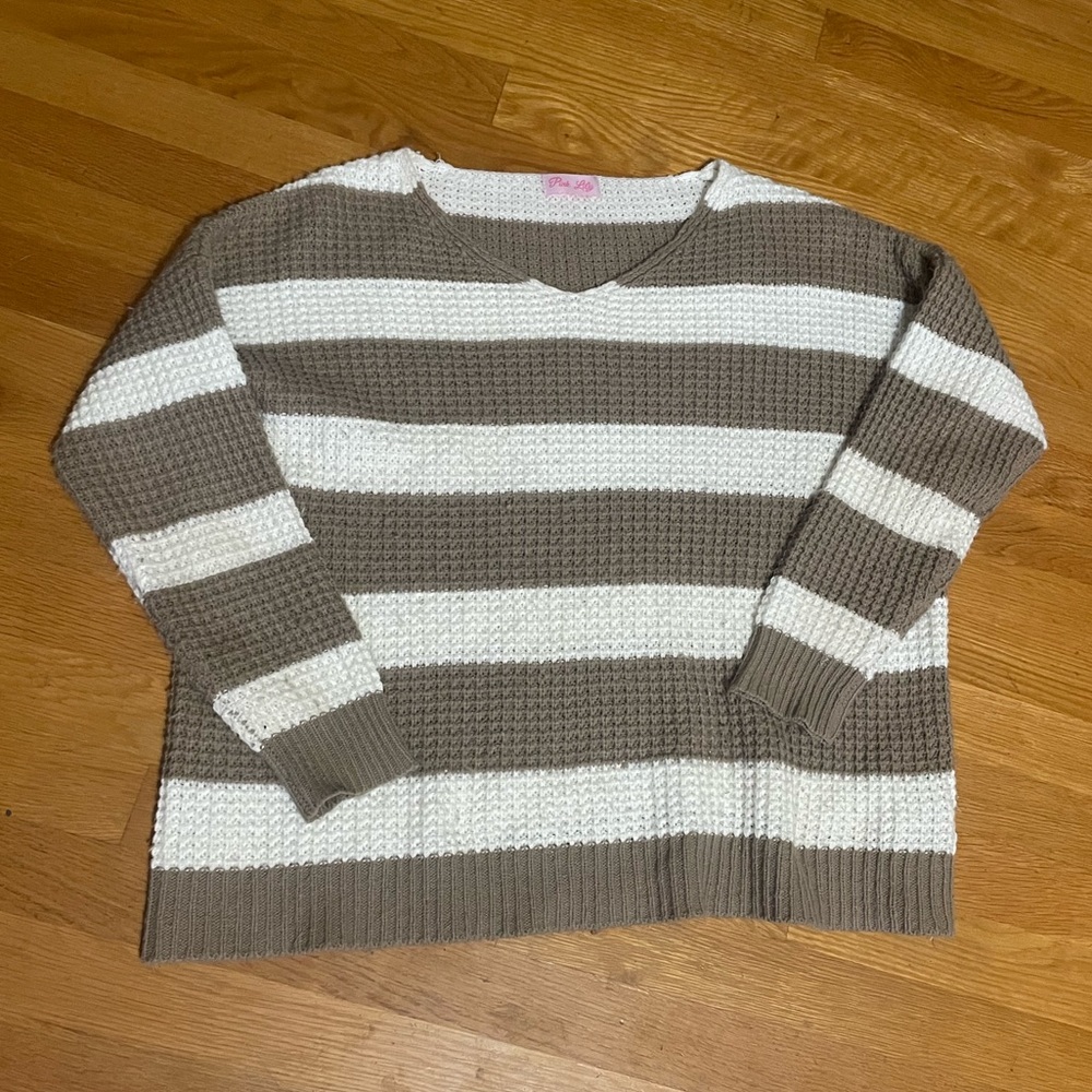 Pink Lily Striped Sweater